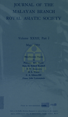 JOURNAL OF THE MALAYAN BRANCH ROYAL ASIATIC SOCIETY